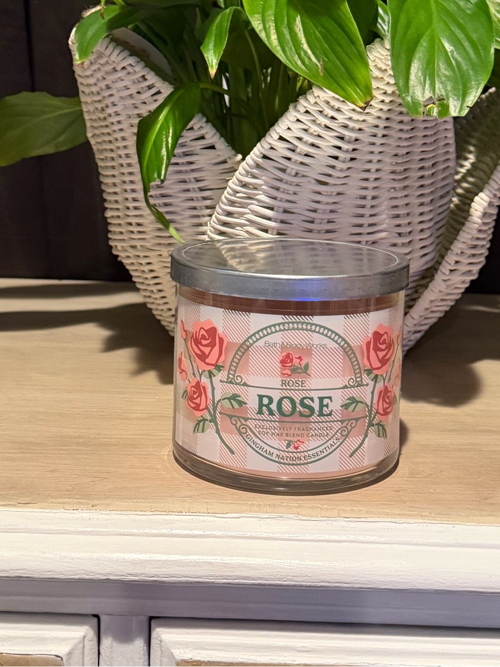 Bath & Body Works Rose Scented Candle - Pink and Green